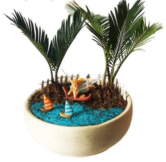 sago palm, beach, boat, tinkerbell, fairy