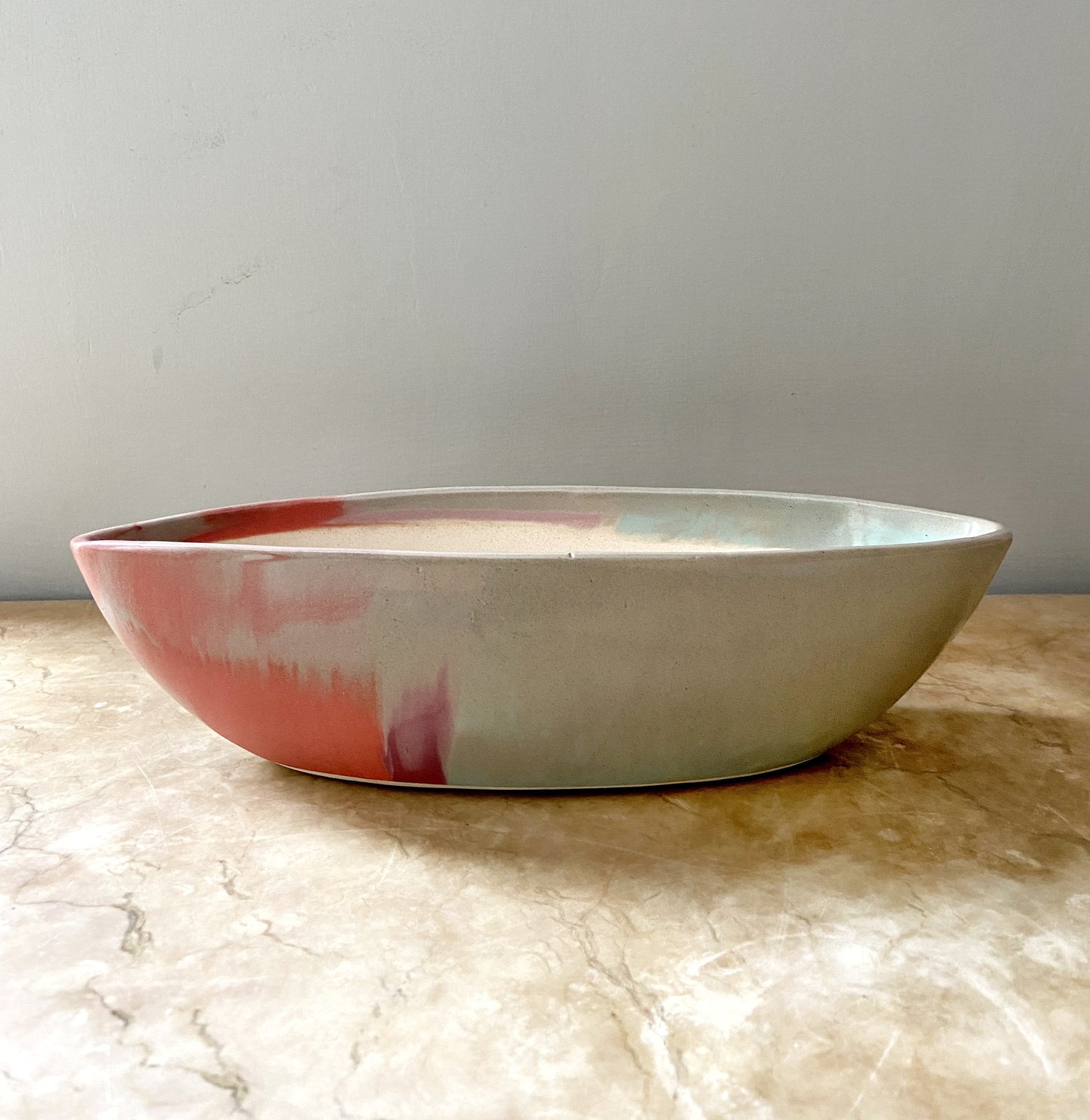 boat shaped pot, ceramic tray, flat pot, long planter, table top