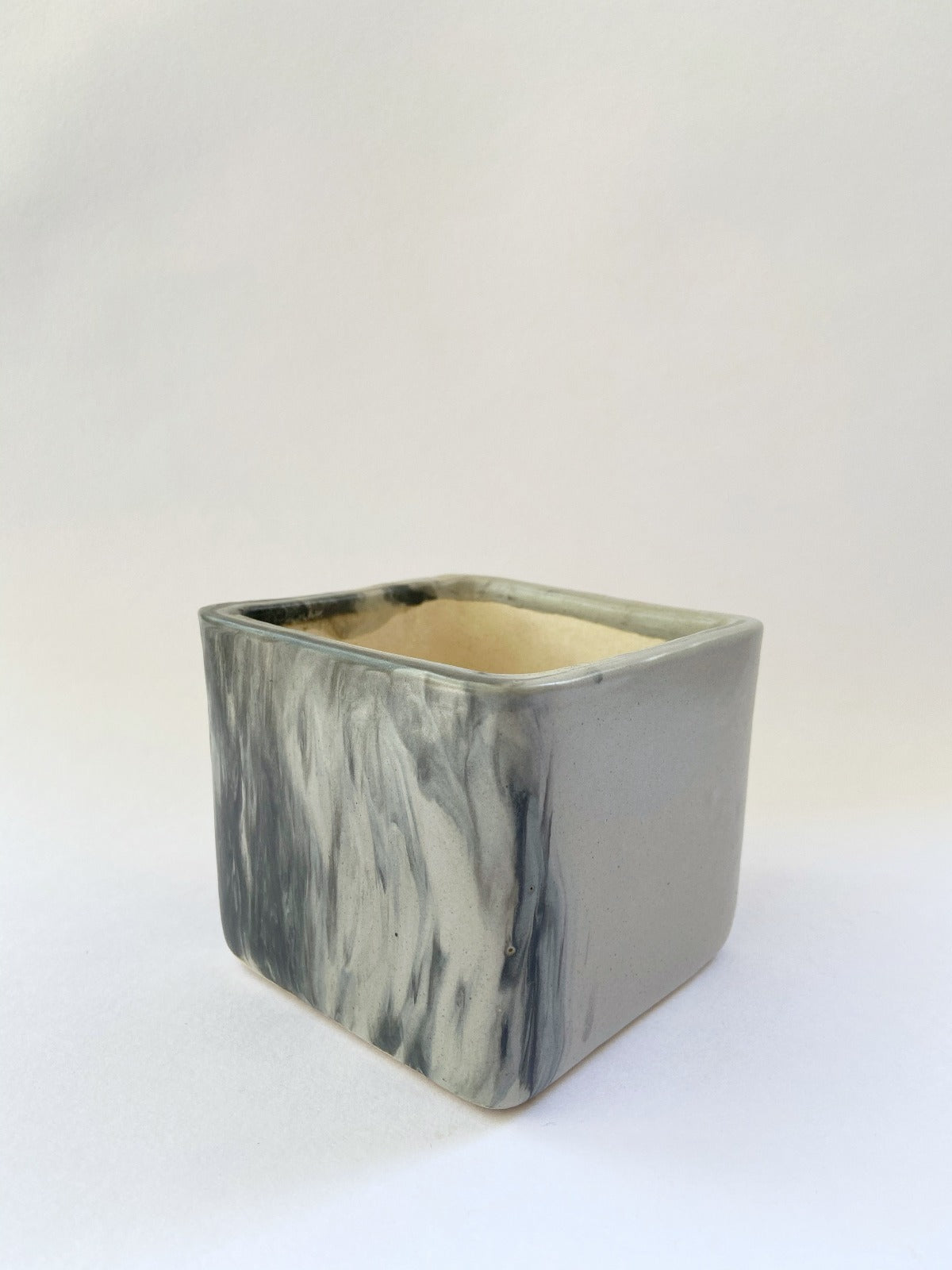 smoky, haven, square, grey pot, ceramic