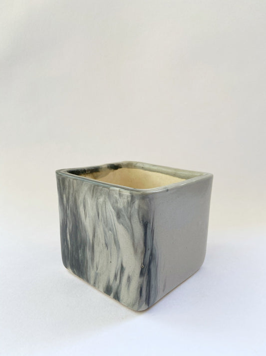 smoky, haven, square, grey pot, ceramic