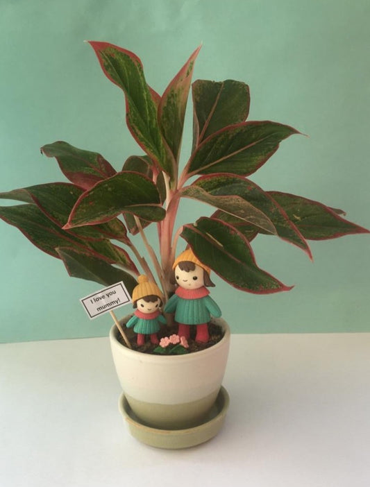 twinning, mom, daughter, dress, aglaonema, lipstick