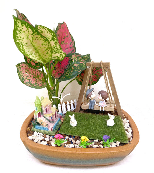 swing, aglaonema, lipstick, couple, house, rabbit
