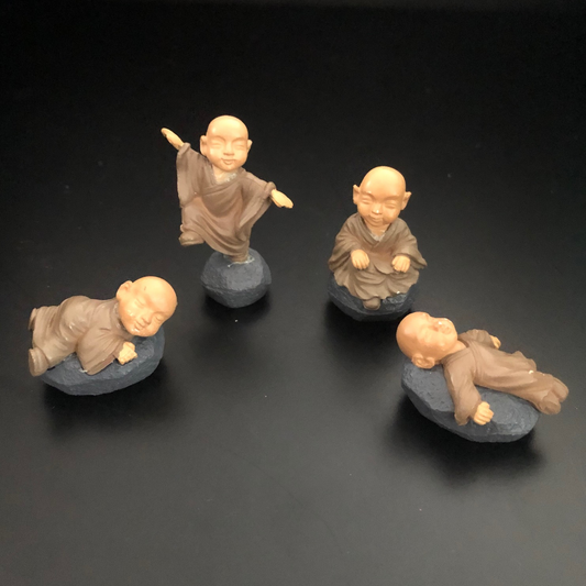 miniature monks, figurines, postures, peaceful, serene, fairy tray gardens, DIY projects, terrariums, buddha