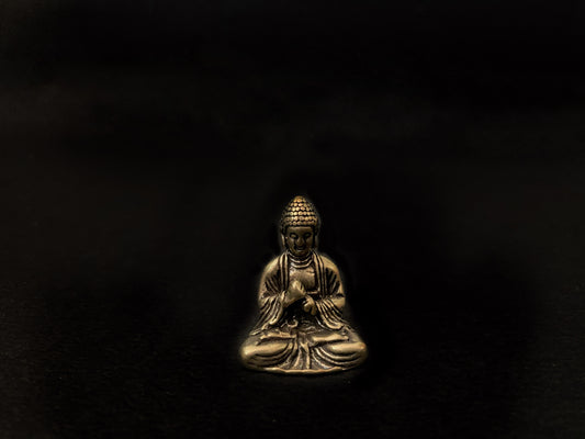 Metal, buddha statue, sitting, meditating pose, Shakyamuni, feng shui,