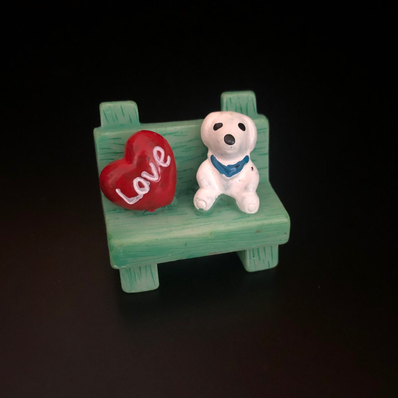 dil, kutta, kursi, hara, heart, dog, white, gree, bench, seat, park, wooden